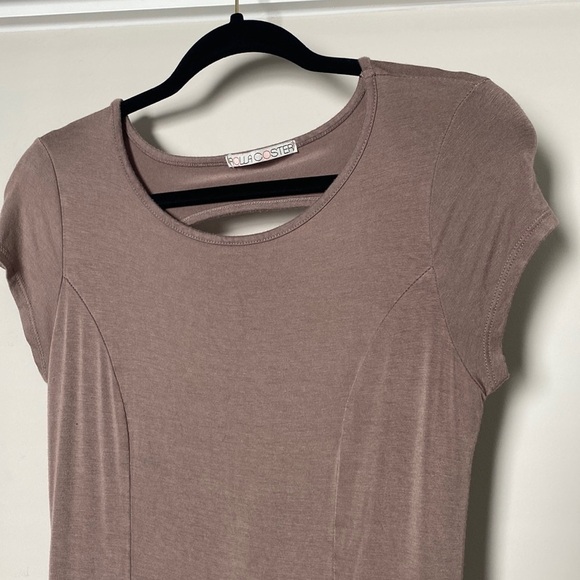 Rolla COSTER Jersey Knit Open Back Maxi Dress - Tan L - Picture 3 of 9